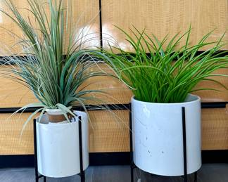 Floor Planters and Faux Grass Plants