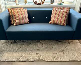 Upholstered Modern Loveseat & Small Area Rug
