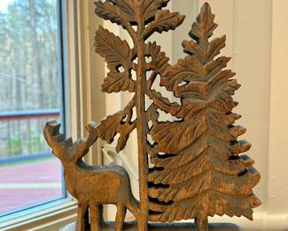 Carved Holiday Scene