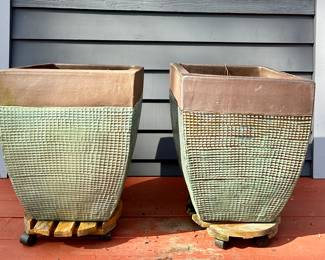 (2) Texturized Aqua Planters