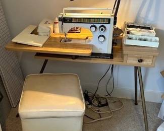Viking Husqvarna sewing machine and mid-century sewing stand with stool (sold separetly)