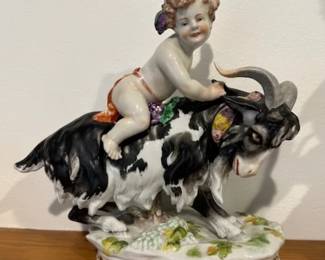 Antique Shiebe-Albach porcelain statuette Bacchus on a Spigot - Germany