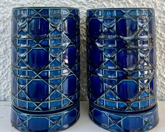 (2) Textured Pottery Vases