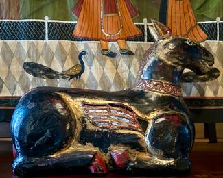 Vintage Chinese Carved & Painted Horse