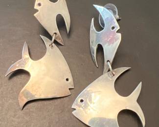 Sterling Silver Fish Earrings