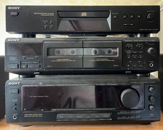 Sony Compact Disc Player (top), Sony Cassette Deck (middle), Sony Receiver (bottom)