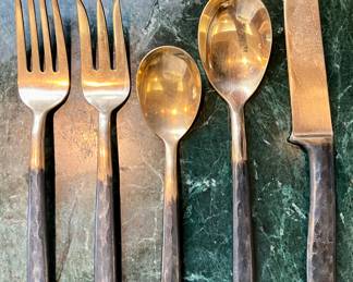 Hand Forged Silverware - 24 salad forks, 12 dinner forks, 12 soup spoons, 12 knives, 24 teaspoons