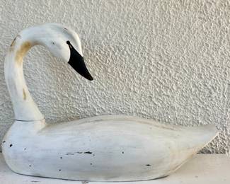 Vintage Carved Wood Swan