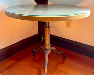 Industrial Crank Table with Glass Top