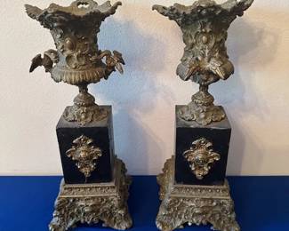 Antique bronze and marble urns