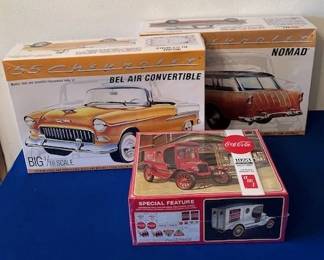 AMT 1955 Chevy Bel Air convertable, AMT 1955 Chevy Nomad Wagon and AMT 1923 Ford Model T models