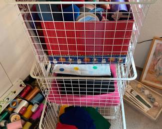 Assortment of Ribbon, 3 Drawer Wire Storage Organizer