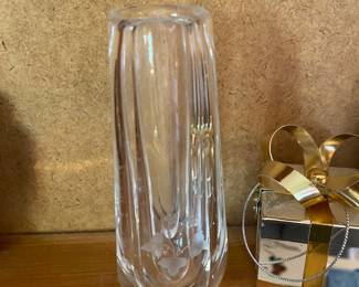 Etched Glass Bud Vase with Vine Design