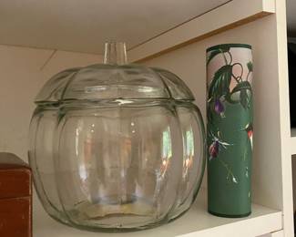 Clear Glass Pumpkin Cookie Jar/Canister