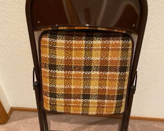 1970's Yellow/Brown Plaid Folding Chair