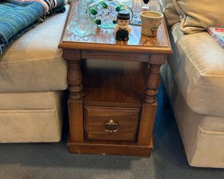 Oak Side Table with Bottom Drawer