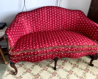 52L X 28D cherry red polka dot love seat. $800