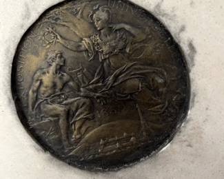 Back of carved French artist's signature on antique carved wall art $500