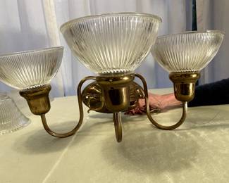 Antique 3 light bath room mirror fixture