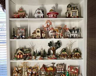 There are over 200 pieces of Dept 56 Including pieces from the Snow Village, Dickens Village, Heritage Village and Halloween Village