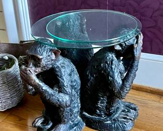 Bronze and Glass "Wise Monkey's Table