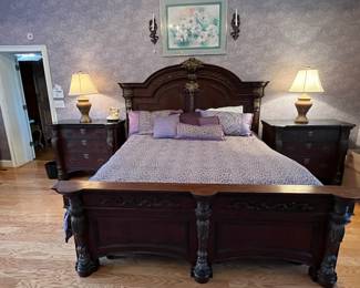 King Sized Bed From Beautiful Pulaski 5-Piece Italian Carved King Sized Bedroom Set