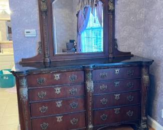 Stunning Dresser From Beautiful Pulaski 5-Piece Italian Carved King Sized Bedroom Set