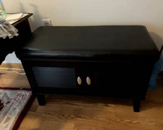 Leather Top Bench with 2 door cabinet