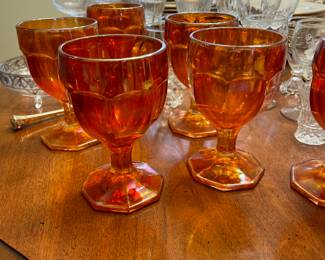 Marigold carnival glass set of 6
