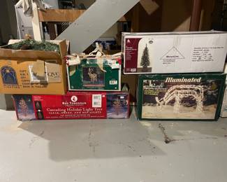 Christmas trees, lighted reindeer 