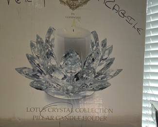 Crystal Lotus Pillar Candleholder