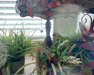 Lamp and Faux Plants