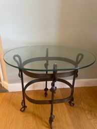 Hand forged wrought iron end table 