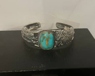 Stauer sterling silver and turquoise cuff 