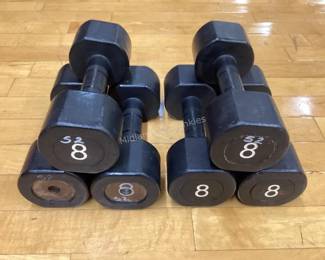 Large quantity of various sizes of dumbbells