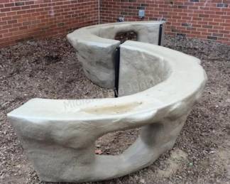 Outdoor play structure rock wall ledge