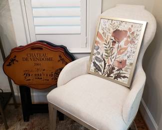 Bernhardt Dining Chair, Floral Framed Art & Tables
