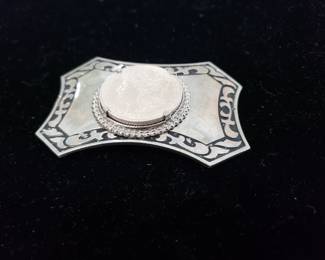 Belt Buckle with Silver Dollar