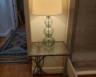 Metal & Glass Side Table & Lamp