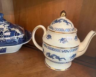 Blue and white butter dishes