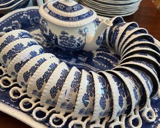 Spode blue tower china set variety of platters and pieces