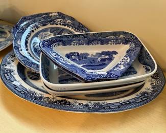 Spode blue tower china set variety of platters and pieces