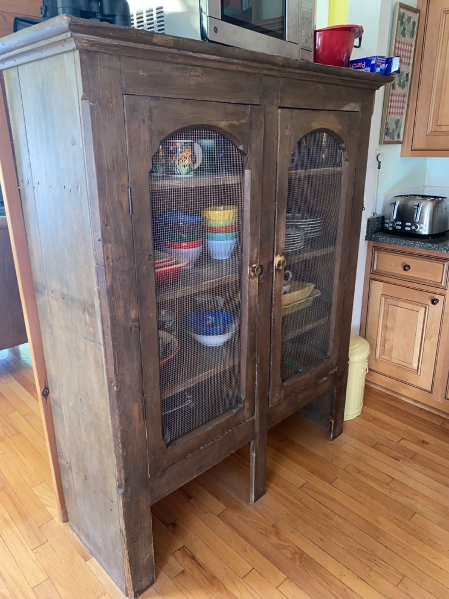 Primitive screen door pie safe