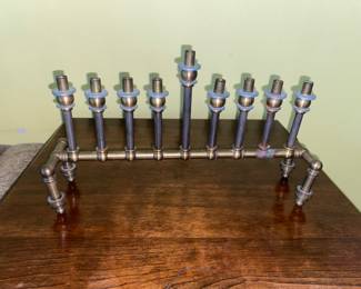 Industrial pipe style menorah