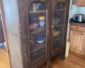 Primitive screen door pie safe 