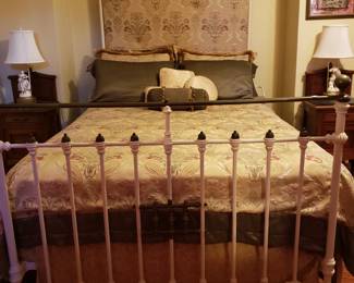 Antique Brass & Iron Bed with Custom Linens