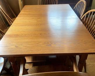 Custom Pennsylvania Woodworking dining table and eight chairs (and three leaves)