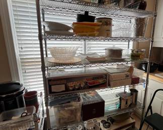 Six shelf rolling cart.