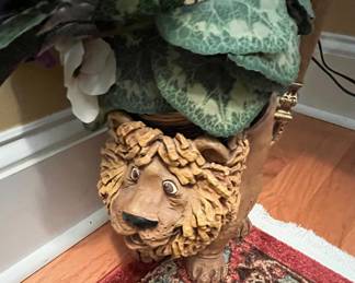 Whimsical Dave Grossman lion pottery.  