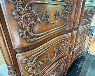 Close-up of the detail on the drawers.